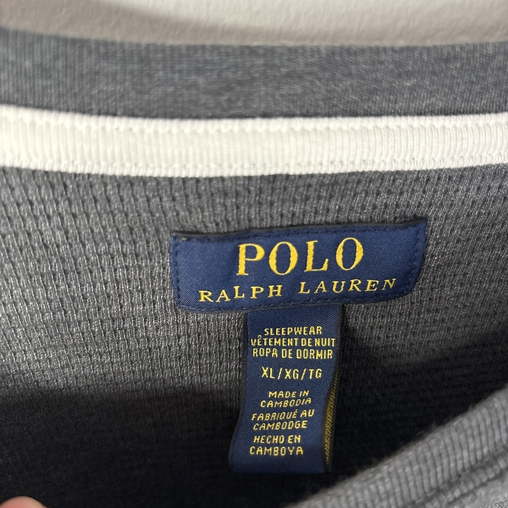 Polo Ralph Lauren Men's XL Sleepwear Shirt Long Sleeve Gray Thermal Comfy Lounge - Picture 3 of 7